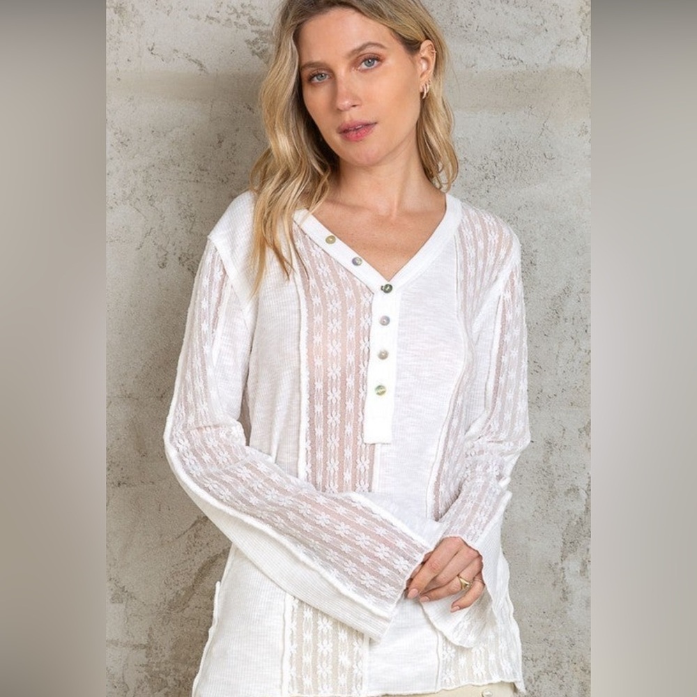 Pol white lace top
